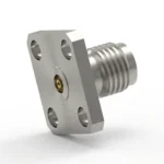 2.92mm Female 4-Hole Flange Mount RF Connector – Field Replaceable, 8.64mm Hole Spacing, 0.46mm Pin Diameter - 2.92-kfd4