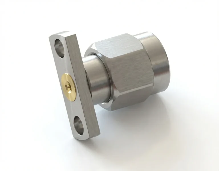 2.92mm Male 2-Hole Flange Mount RF Connector – Field Replaceable, 10.2mm Hole Spacing, 0.23mm Pin Diameter - 2.92-jfd21