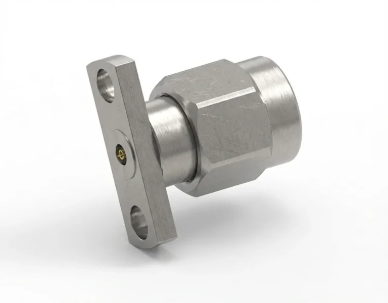 2.92mm Male 2-Hole Flange Mount RF Connector – Field Replaceable, 10.2mm Hole Spacing, 0.38mm Pin Diameter - 2.92-jfd23