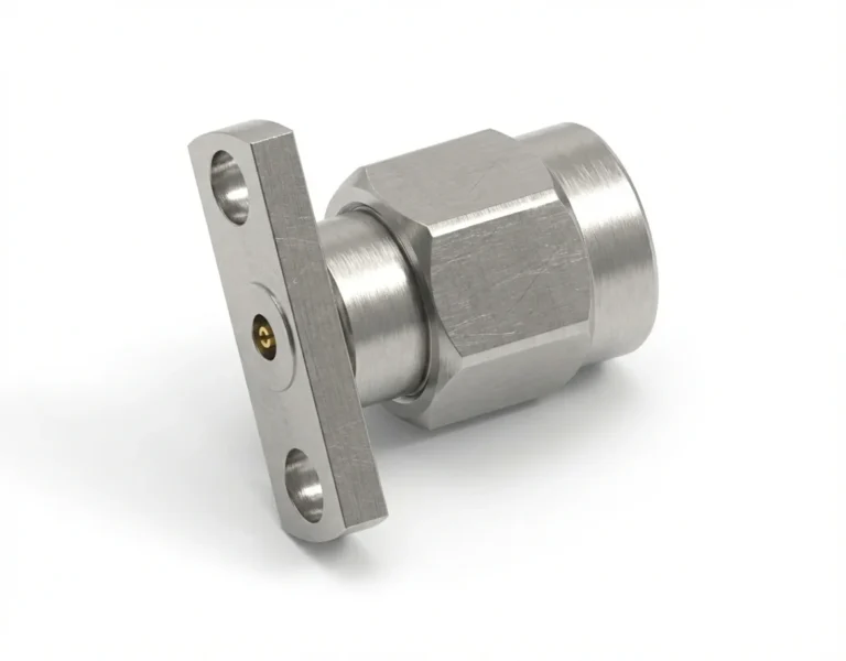 2.92mm Male 2-Hole Flange Mount RF Connector – Field Replaceable, 10.2mm Hole Spacing, 0.3mm Pin Diameter - 2.92-jfd22