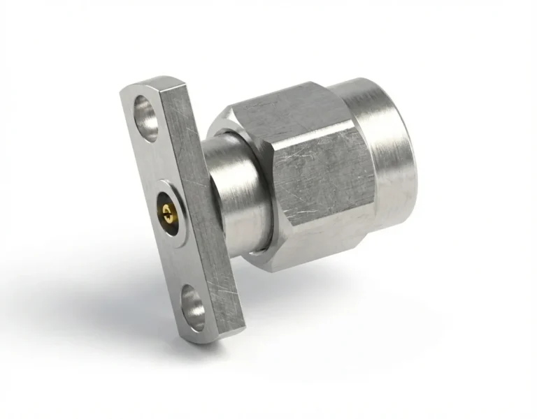 2.92mm Male 2-Hole Flange Mount RF Connector – Field Replaceable, 10.2mm Hole Spacing, 0.46mm Pin Diameter - 2.92-jfd24