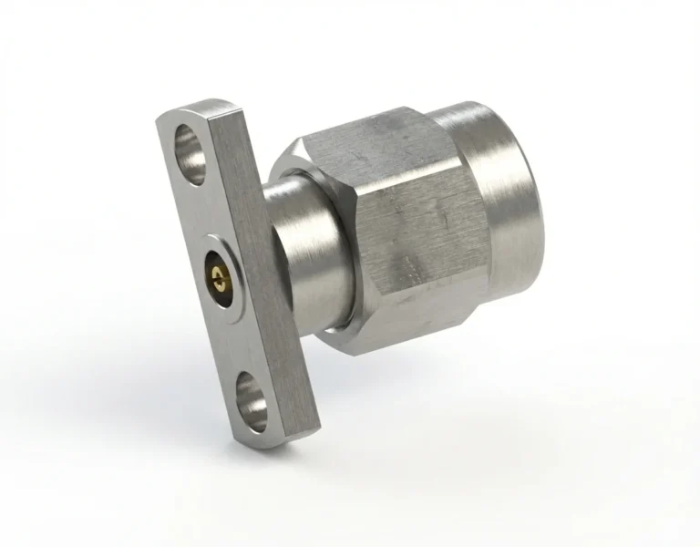 2.92mm Male 2-Hole Flange Mount RF Connector – Field Replaceable, 10.2mm Hole Spacing, 0.51mm Pin Diameter - 2.92-jfd25