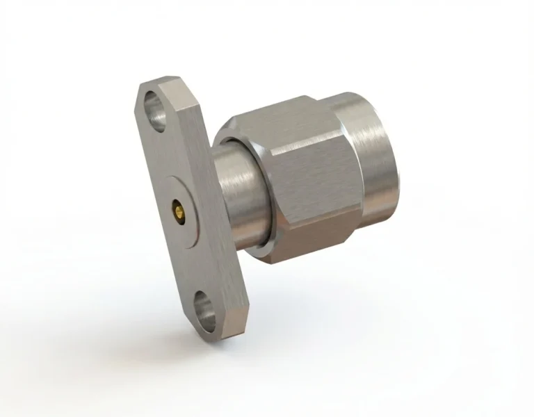 2.92mm Male 2-Hole Flange Mount RF Connector – Field Replaceable, 12.22mm Hole Spacing, 0.38mm Pin Diameter - 2.92-jfd18