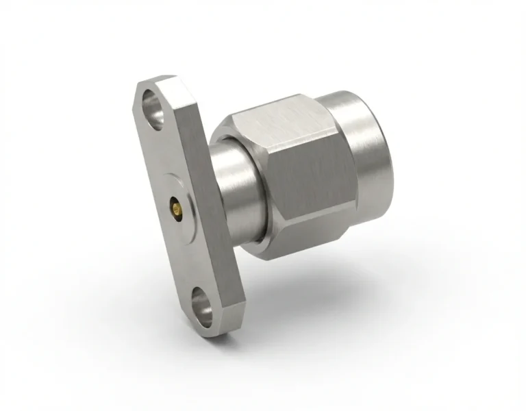 2.92mm Male 2-Hole Flange Mount RF Connector – Field Replaceable, 12.22mm Hole Spacing, 0.3mm Pin Diameter - 2.92-jfd17