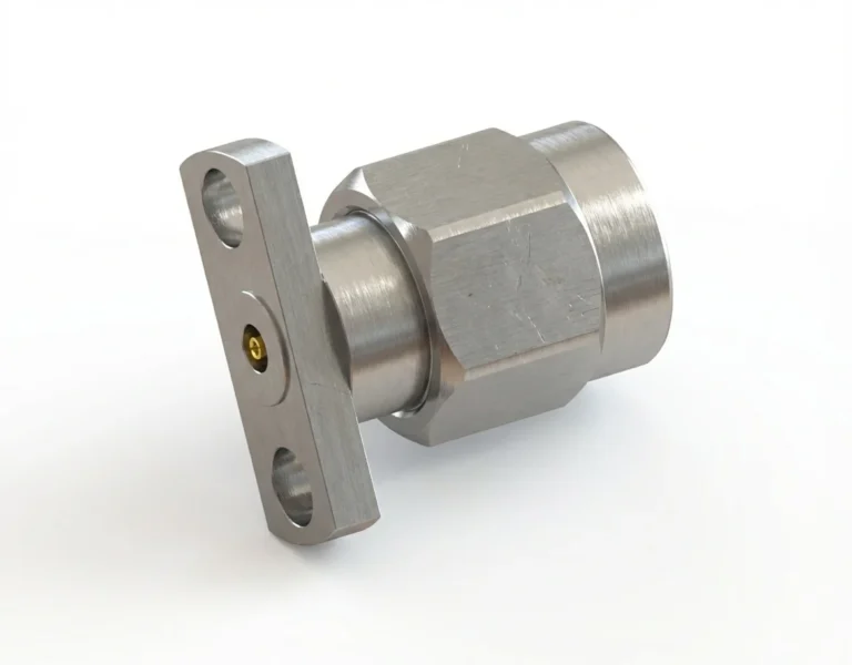 2.92mm Male 2-Hole Flange Mount RF Connector – Field Replaceable, 9mm Hole Spacing, 0.3mm Pin Diameter - 2.92-jfd27