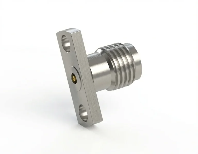 3.5mm Female 2-Hole Flange Mount RF Connector – Field Replaceable, 10.2mm Hole Spacing, 0.23mm Pin Diameter - 3.5-kfd25