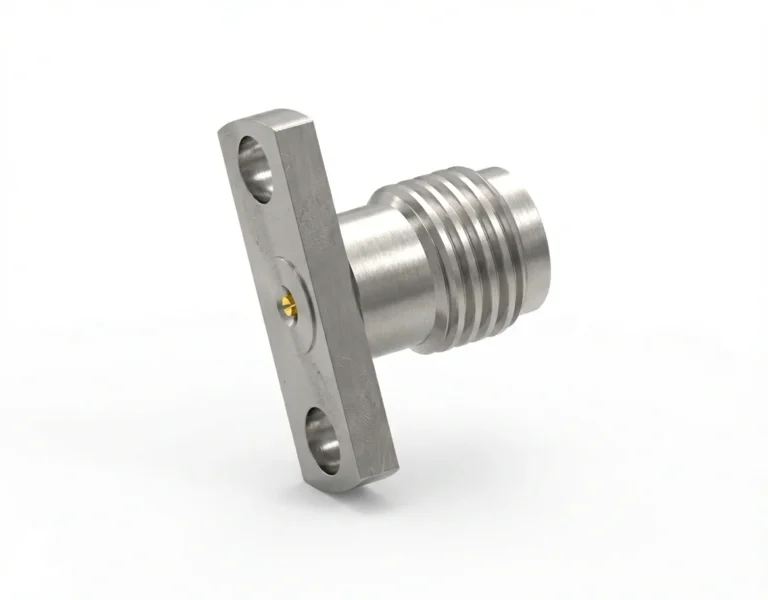 3.5mm Female 2-Hole Flange Mount RF Connector – Field Replaceable, 10.2mm Hole Spacing, 0.38mm Pin Diameter - 3.5-kfd27