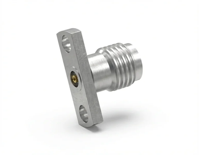 3.5mm Female 2-Hole Flange Mount RF Connector – Field Replaceable, 10.2mm Hole Spacing, 0.46mm Pin Diameter - 3.5-kfd28