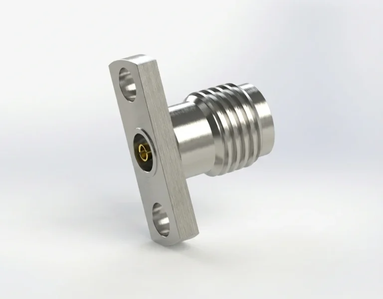 3.5mm Female 2-Hole Flange Mount RF Connector – Field Replaceable, 10.2mm Hole Spacing, 0.9mm Pin Diameter - 3.5-kfd30