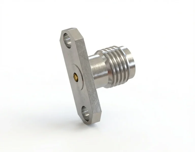 3.5mm Female 2-Hole Flange Mount RF Connector – Field Replaceable, 12.22mm Hole Spacing, 0.38mm Pin Diameter - 3.5-kfd21