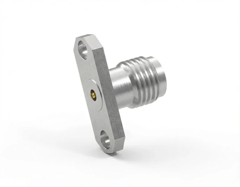 3.5mm Female 2-Hole Flange Mount RF Connector – Field Replaceable, 12.22mm Hole Spacing, 0.3mm Pin Diameter - 3.5-kfd20