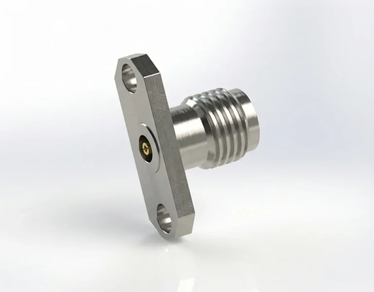 3.5mm Female 2-Hole Flange Mount RF Connector – Field Replaceable, 12.22mm Hole Spacing, 0.46mm Pin Diameter - 3.5-kfd22