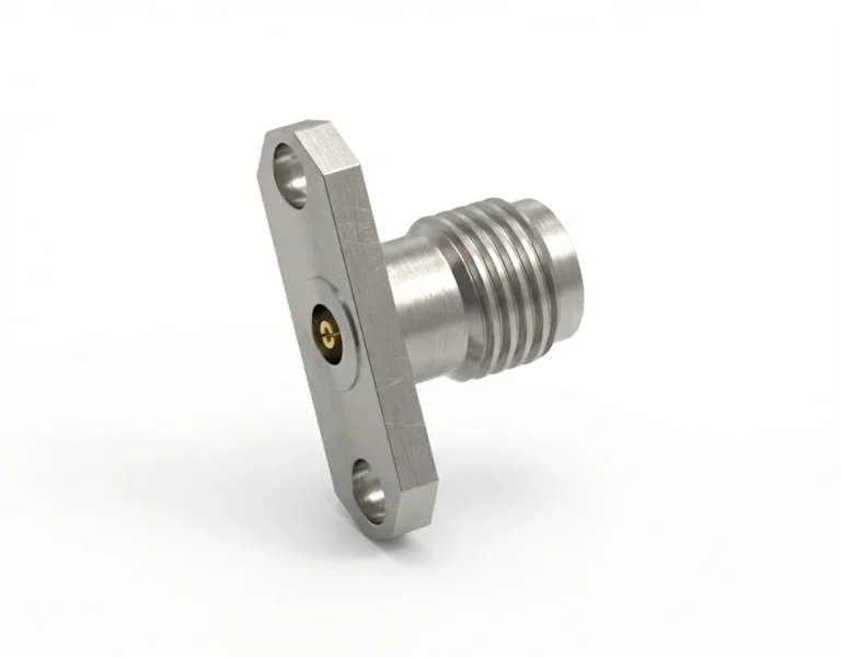 3.5mm Female 2-Hole Flange Mount RF Connector – Field Replaceable, 12.22mm Hole Spacing, 0.51mm Pin Diameter - 3.5-kfd23