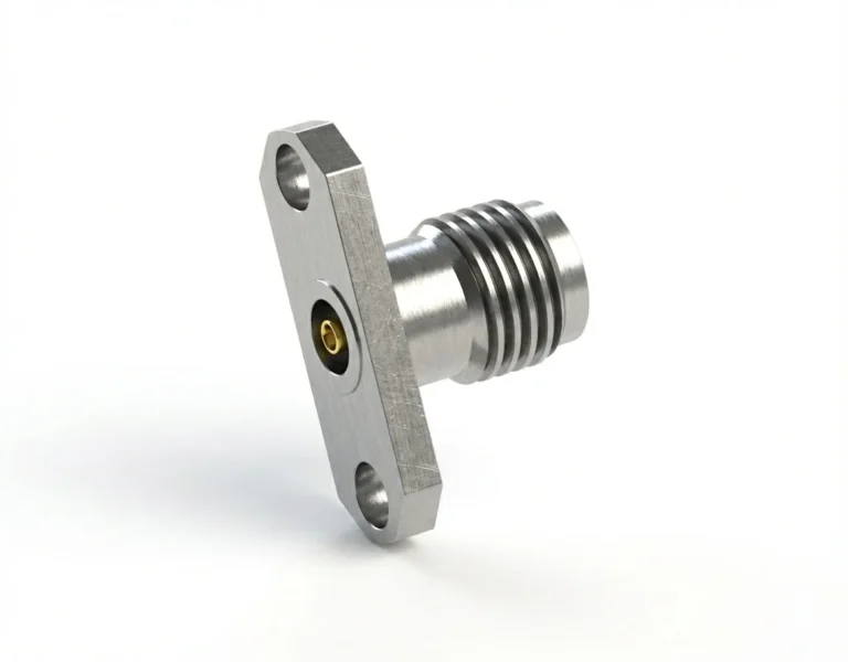 3.5mm Female 2-Hole Flange Mount RF Connector – Field Replaceable, 12.22mm Hole Spacing, 0.9mm Pin Diameter - 3.5-kfd24