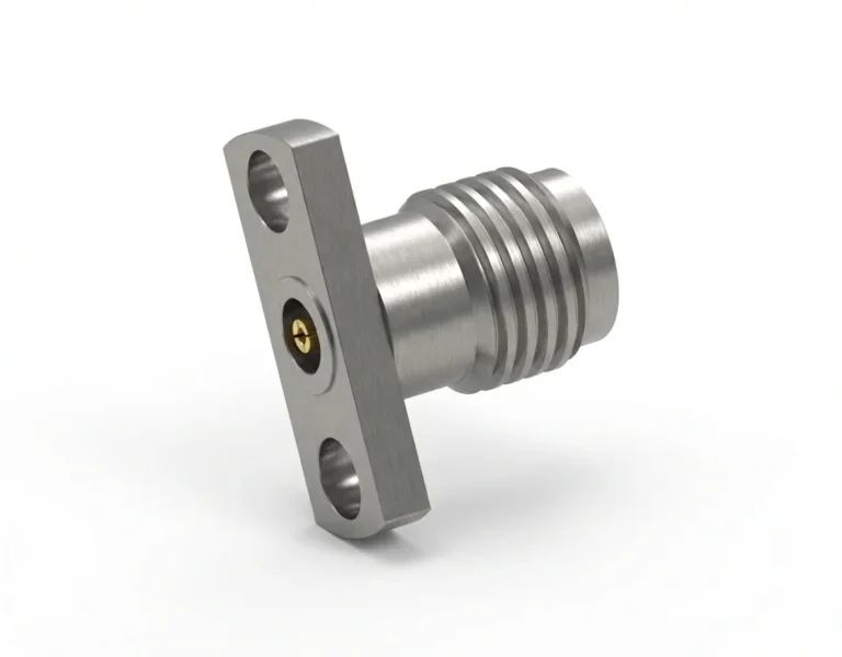 3.5mm Female 2-Hole Flange Mount RF Connector – Field Replaceable, 12.7mm Hole Spacing, 0.46mm Pin Diameter - 3.5-kfd34