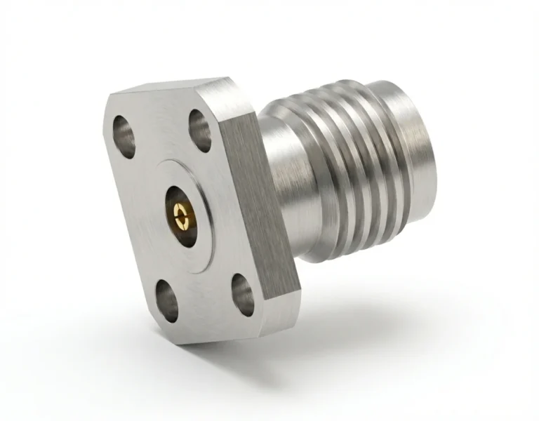 3.5mm Female 4-Hole Flange Mount RF Connector – Field Replaceable, 6.35mm Hole Spacing, 0.51mm Pin Diameter - 3.5-kfd11