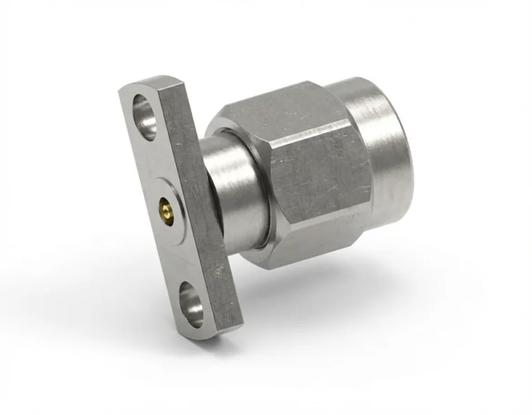 3.5mm Male 2-Hole Flange Mount RF Connector – Field Replaceable, 10.2mm Hole Spacing, 0.23mm Pin Diameter - 3.5-jfd25