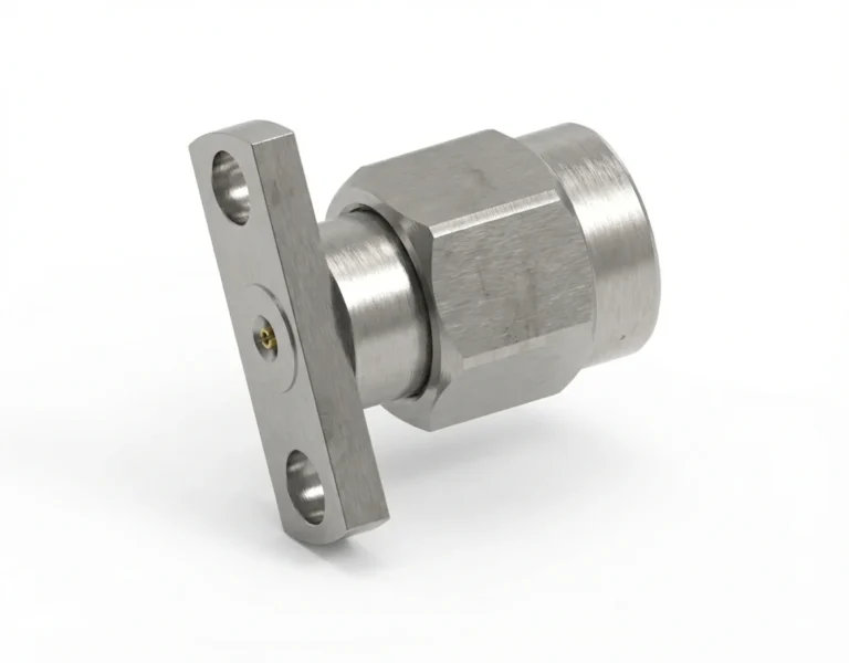 3.5mm Male 2-Hole Flange Mount RF Connector – Field Replaceable, 10.2mm Hole Spacing, 0.38mm Pin Diameter - 3.5-jfd27