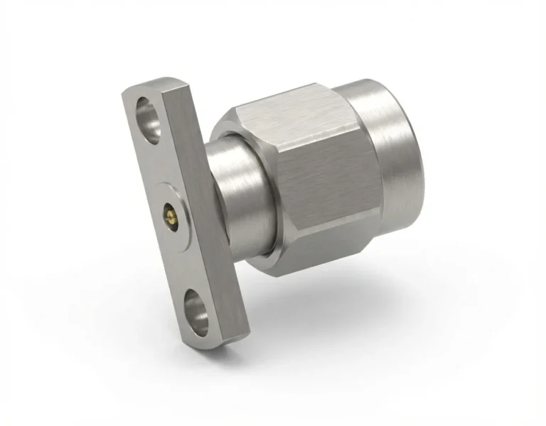 3.5mm Male 2-Hole Flange Mount RF Connector – Field Replaceable, 10.2mm Hole Spacing, 0.3mm Pin Diameter - 3.5-jfd26