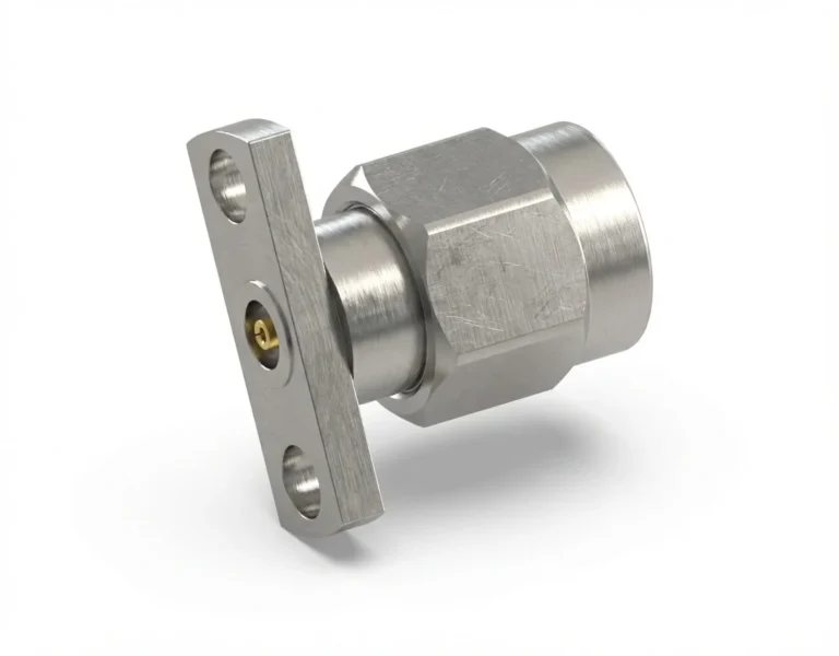 3.5mm Male 2-Hole Flange Mount RF Connector – Field Replaceable, 10.2mm Hole Spacing, 0.46mm Pin Diameter - 3.5-jfd28