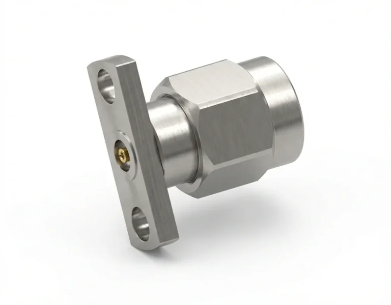 3.5mm Male 2-Hole Flange Mount RF Connector – Field Replaceable, 10.2mm Hole Spacing, 0.51mm Pin Diameter - 3.5-jfd29