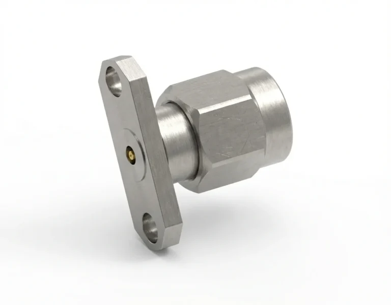 3.5mm Male 2-Hole Flange Mount RF Connector – Field Replaceable, 12.22mm Hole Spacing, 0.23mm Pin Diameter - 3.5-jfd19