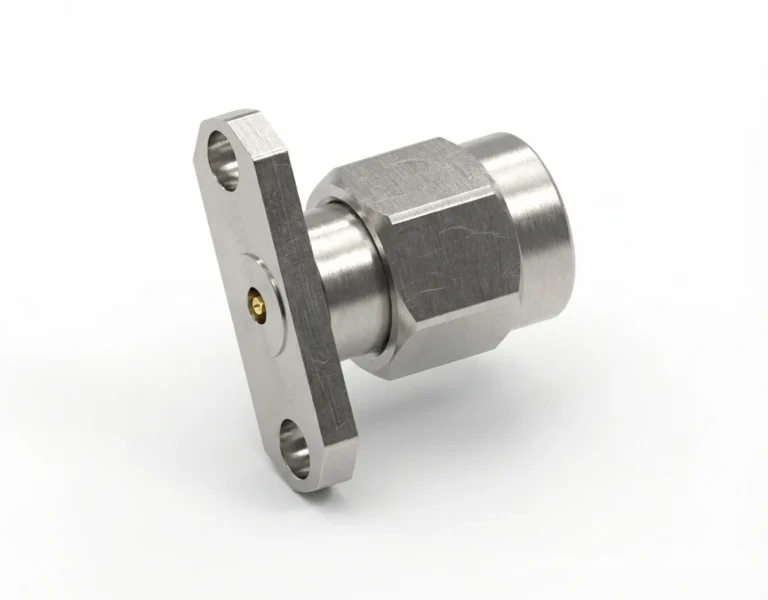 3.5mm Male 2-Hole Flange Mount RF Connector – Field Replaceable, 12.22mm Hole Spacing, 0.3mm Pin Diameter - 3.5-jfd20