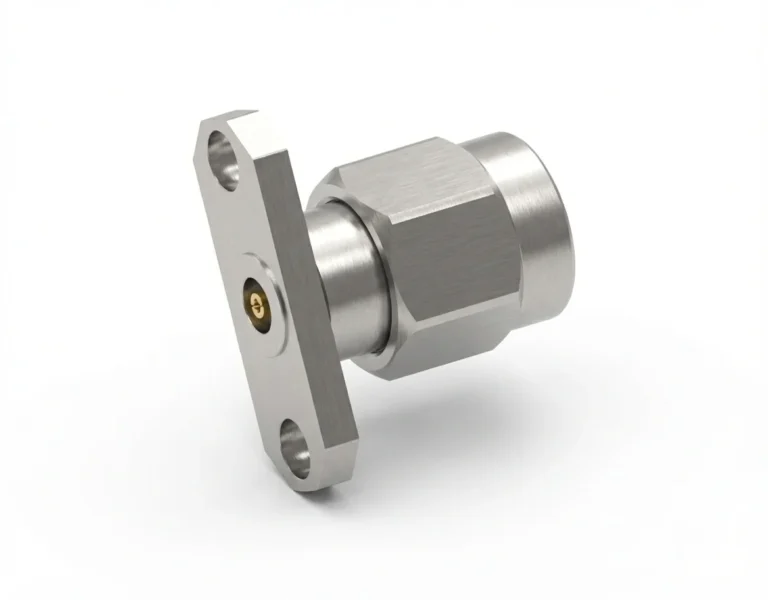 3.5mm Male 2-Hole Flange Mount RF Connector – Field Replaceable, 12.22mm Hole Spacing, 0.51mm Pin Diameter - 3.5-jfd23