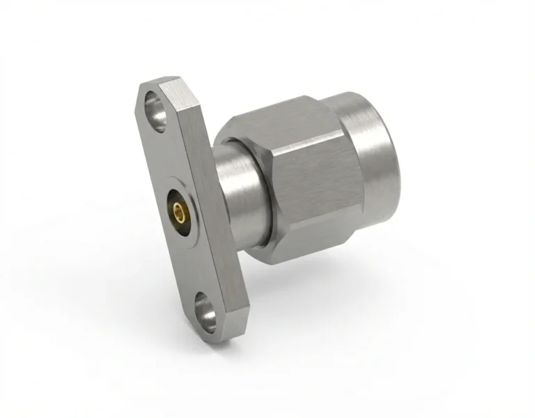 3.5mm Male 2-Hole Flange Mount RF Connector – Field Replaceable, 12.22mm Hole Spacing, 0.9mm Pin Diameter - 3.5-jfd24