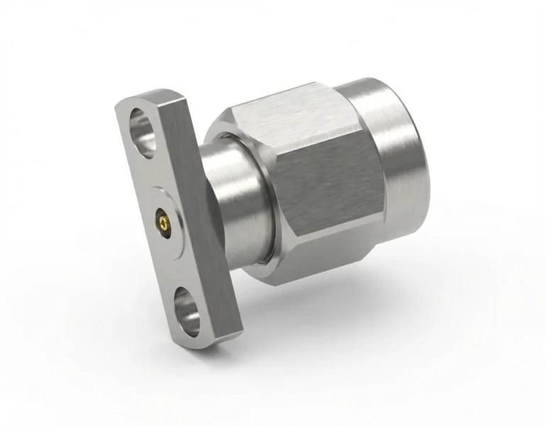 3.5mm Male 2-Hole Flange Mount RF Connector – Field Replaceable, 12.7mm Hole Spacing, 0.3mm Pin Diameter - 3.5-jfd32