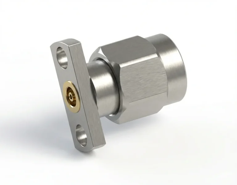 3.5mm Male 2-Hole Flange Mount RF Connector – Field Replaceable, 12.7mm Hole Spacing, 0.46mm Pin Diameter - 3.5-jfd34