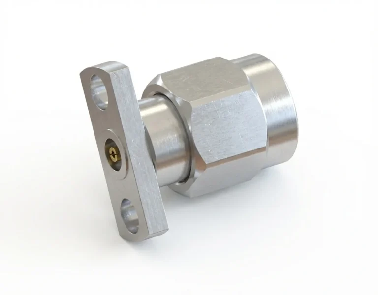 3.5mm Male 2-Hole Flange Mount RF Connector – Field Replaceable, 12.7mm Hole Spacing, 0.51mm Pin Diameter - 3.5-jfd35