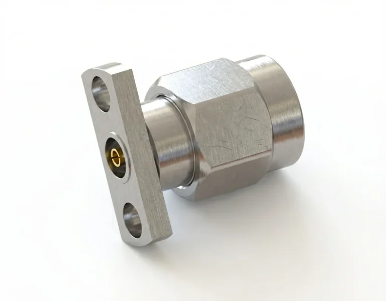 3.5mm Male 2-Hole Flange Mount RF Connector – Field Replaceable, 12.7mm Hole Spacing, 0.9mm Pin Diameter - 3.5-jfd36