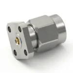 3.5mm Male 4-Hole Flange Mount RF Connector – Field Replaceable, 6.35mm Hole Spacing, 0.51mm Pin Diameter - 3.5-jfd11