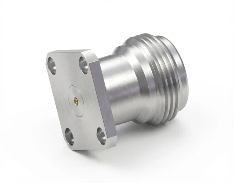 N Female 4-Hole Flange Mount RF Connector – Field Replaceable, 12.7mm Hole Spacing, 0.9mm Pin Diameter - n-kfd8