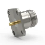 N Female 4-Hole Flange Mount RF Connector – Solder Attachment, 18.25mm Hole Spacing, 3.04mm Pin Diameter, Pin Terminal - n-kfd13