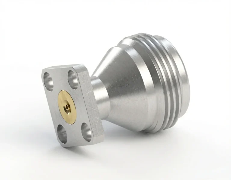 N Female 4-Hole Flange Mount RF Connector – Field Replaceable, 8.64mm Hole Spacing, 0.46mm Pin Diameter - n-kfd10