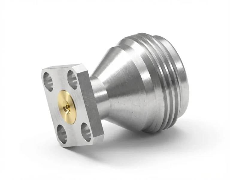 N Female 4-Hole Flange Mount RF Connector – Field Replaceable, 8.64mm Hole Spacing, 0.51mm Pin Diameter - n-kfd11