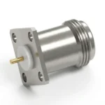 N Female 4-Hole Flange Mount RF Connector – Solder Attachment, 13.5mm Hole Spacing, 1.5mm Pin Diameter, Pin Terminal - n-kfd15