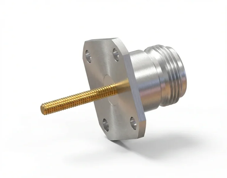 N Female 4-Hole Flange Mount RF Connector – Solder Attachment, 18.25mm Hole Spacing, 3mm Pin Diameter - n-kfd520