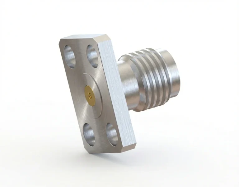 SMA Female 4-Hole Flange Mount RF Connector – Field Replaceable, 5.64mm Hole Spacing, 0.23mm Pin Diameter - sma-kfd13