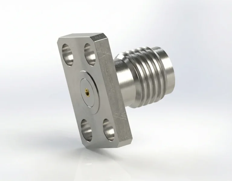 SMA Female 4-Hole Flange Mount RF Connector – Field Replaceable, 5.64mm Hole Spacing, 0.46mm Pin Diameter - sma-kfd16