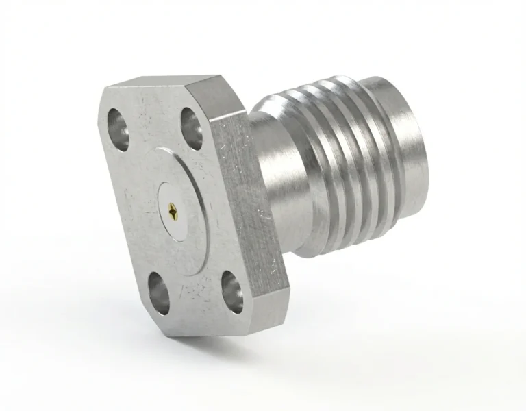 SMA Female 4-Hole Flange Mount RF Connector – Field Replaceable, 6.35mm Hole Spacing, 0.23mm Pin Diameter - sma-kfd7