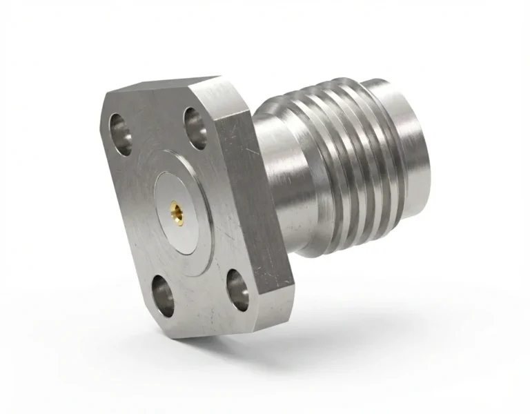 SMA Female 4-Hole Flange Mount RF Connector – Field Replaceable, 6.35mm Hole Spacing, 0.51mm Pin Diameter - sma-kfd11