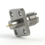 SMA Female 4-Hole Flange Mount RF Connector – Solder Attachment, 8.64mm Hole Spacing, 0.4mm Pin Diameter, Stub Terminal - sma-kfd39
