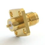 SMA Female 4-Hole Flange Mount RF Connector – Solder Attachment, 8.64mm Hole Spacing, 1.27mm Pin Diameter, Stub Terminal - sma-kfd-s1
