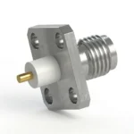 SMA Female 4-Hole Flange Mount RF Connector – Solder Attachment, 8.64mm Hole Spacing, StubTerminal - sma-kfd37