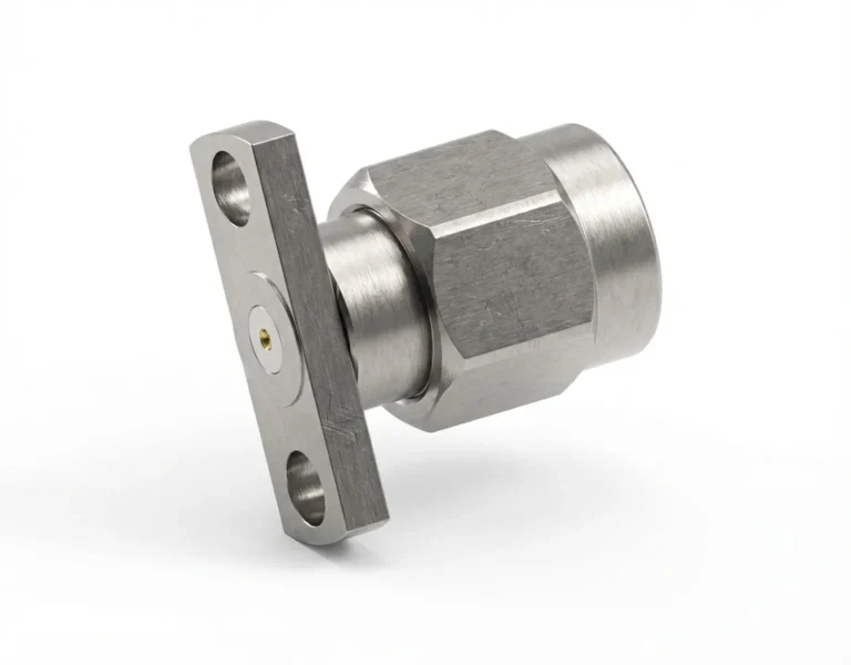 SMA Male 2-Hole Flange Mount RF Connector – Field Replaceable, 10.2mm Hole Spacing, 0.38mm Pin Diameter - sma-jfd27