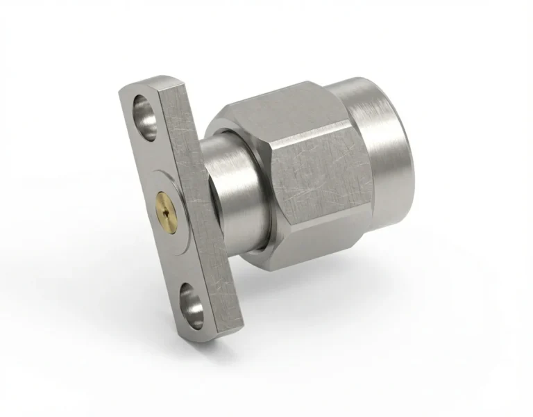 SMA Male 2-Hole Flange Mount RF Connector – Field Replaceable, 10.2mm Hole Spacing, 0.3mm Pin Diameter - sma-jfd26