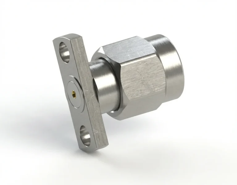 SMA Male 2-Hole Flange Mount RF Connector – Field Replaceable, 10.2mm Hole Spacing, 0.46mm Pin Diameter - sma-jfd28